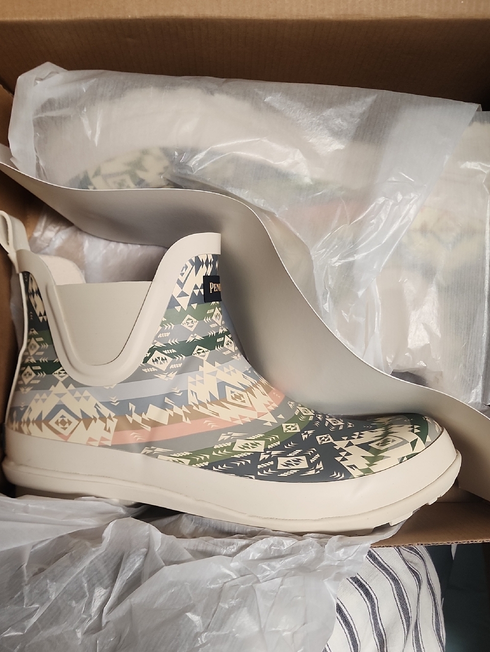 Pendleton Women's Neutral Multi Aztec-Print Ankle Rain Boots
